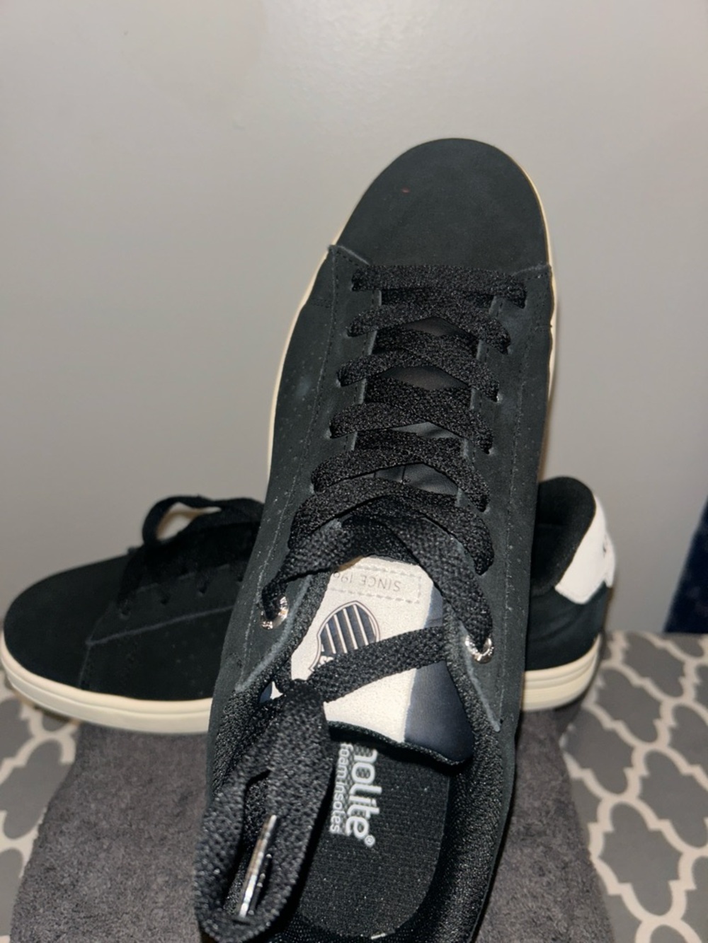 Men's Black Low-Top Sneakers with White Heel Detail
